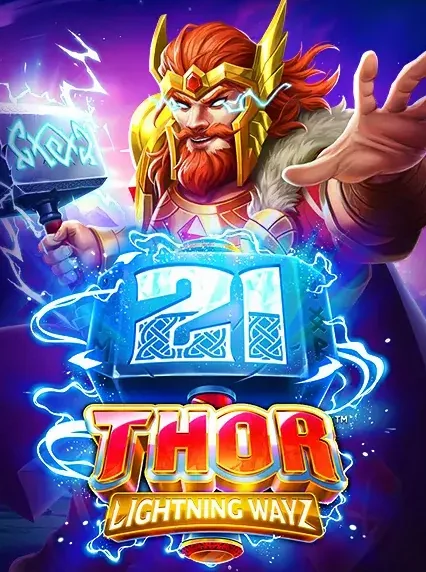 Decorative casino game artwork for Neptune Play: 21 Thor Lightning Ways